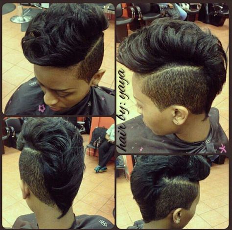 Mowhak Hairstyle Black Women, Mohawk Hairstyles For Black Women, Short Hair Shaved Sides, Short Hair Mohawk, Curly Mohawk Hairstyles, Mohawk Hair, Sassy Hairstyles, Natural Hair Haircuts, Black Hair Short Cuts