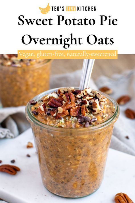 Delicious Overnight Oats, Overnight Oats Recipe Easy, Sweet Potato Puree, Oats Recipes Breakfast, Pumpkin Pie Oatmeal, Vegan Overnight Oats, Oat Recipes Healthy, Overnight Oats Recipe Healthy, Banana Overnight Oats