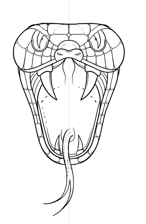 How To Draw A Snake Head, Cobra Head Drawing, Snake Face Drawing, Snake Face Tattoo, Snake Drawing Sketches, Snake Head Drawing, Snake Stencil, Snake Head Tattoo, Snake Outline