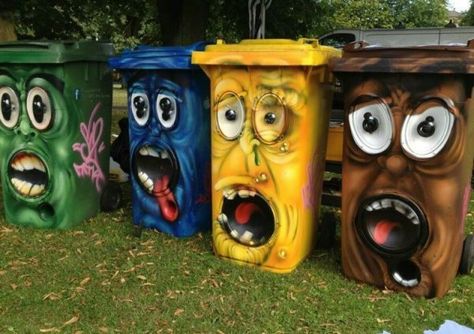 Ten Unusual and Amazing Wheelie Bin Stickers and Designs Painted Trash Cans, Wheelie Bin Stickers, New York Graffiti, Trash Art, 3d Street Art, Furniture Plans Free, Summer Home Decor, Trash Bins, Garbage Can