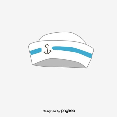 Sailor Hat Drawing, Sailor Hat Tattoo, Captain Hat Drawing, Sailor Illustration, Cap Drawing, Captain Cap, How To Draw Ears, Sailor Cap, Blue Png