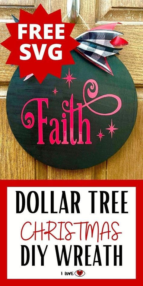 Farmhouse Christmas Decorations, Dollar Store Inspired Decor, Buffalo Plaid Ribbon, Dollar Tree Christmas, Christmas Wreaths To Make, Dollar Tree Decor, Christmas Signs Wood, Dollar Tree Diy Crafts, Christmas Door Hanger