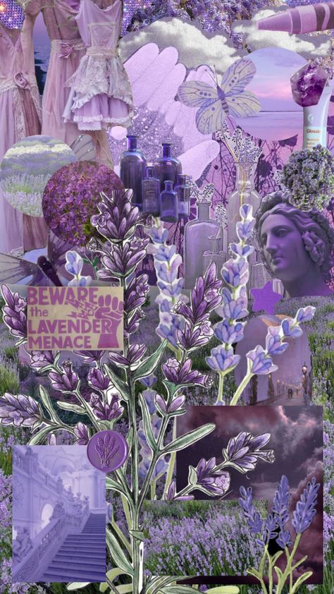 #lavender #purple #lavenderaesthetic #purpleaesthetic #lesbian #wlw #collage #art #aesthetic #plants #flowers Lavender Menace Wallpaper, Lavender Collage Wallpaper, Purple Collage Aesthetic Wallpaper, Lavender Aesthetic Vintage, Purple Hippie Aesthetic, Lavender Aesthetic Flower, Lavender Aesthetic Collage, Purple Vintage Aesthetic, Collage Purple Aesthetic