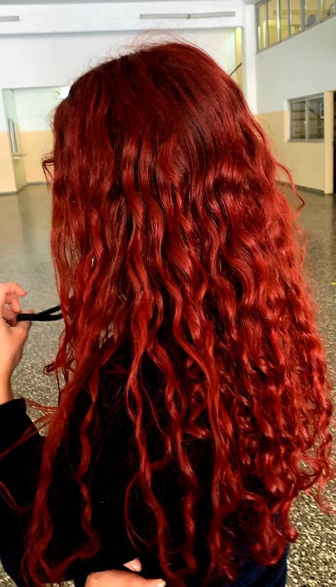 Sad bitch with red hair ☆☆☆ Curly Cherry Red Hair, Red Curly Hair Aesthetic, Long Wavy Red Hair, Long Red Curly Hair, Red Wavy Hair, Redhead Aesthetic, Curly Red Hair, Red Hair Looks, Fiery Red Hair