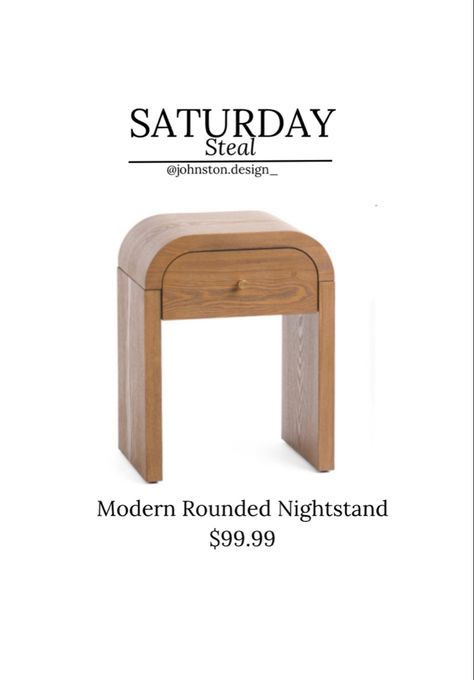 Wood nightstand modern organic Organic Modern Nightstand, Diy Round Table Base, Table Base Ideas, Diy Round Table, Johnston Designs, Curved Nightstand, Curved Side Table, Affordable Nightstand, Nightstand Modern