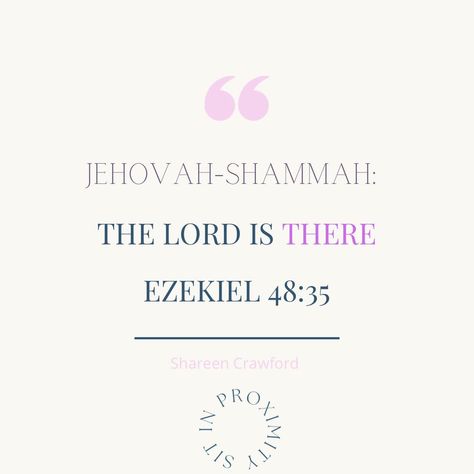 Jehovah-Shammah: The Lord Is There In the midst of life's journey, take comfort in the constant presence of Jehovah-Shammah, the Lord Is There. ‘The name of the city from that day shall be, 'The Lord Is There.' Ezekiel 48:35 If you need the Lord today, write in the comments write here! #JehovahShammah #DivinePresence #christian #jesus #christianity #God #faith #bible #bibleverse #godisgood #jesuschrist #christianwomen #christianwomenblogger #preacher Jehovah Shammah, Faith Bible, That Day, Christian Women, God Is Good, The Lord, Jesus Christ, Bible Verses, The City