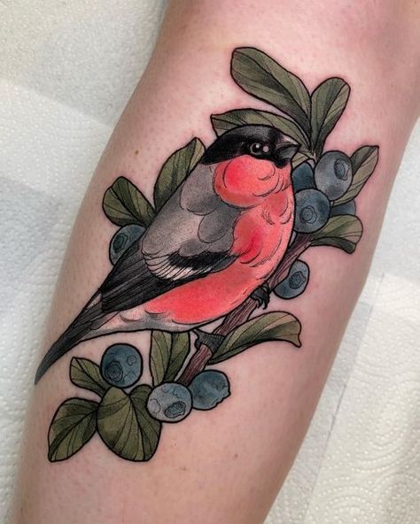 Bullfinch Tattoo, Germany Tattoo, Nice Tattoos, Bullfinch, Neo Traditional, Love Love Love, Number 2, Shoulder Tattoo, Love Love