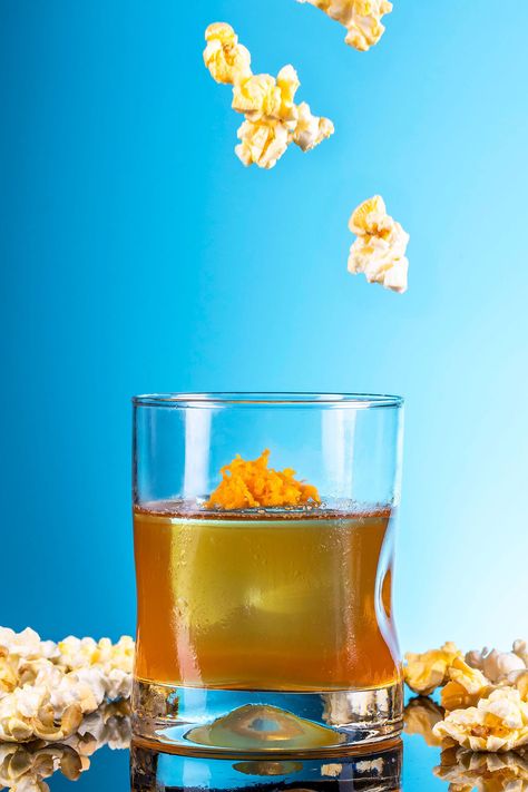 Popcorn Cocktail, Rum Old Fashioned, Buttery Popcorn, Homemade Ginger Ale, Old Fashioned Recipe, Specialty Food Store, Diy Drinks, Butter Popcorn, Rum Cocktail