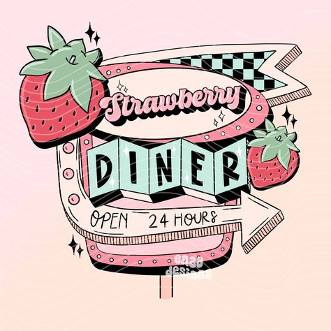 Spring Png, Design For T Shirt, Strawberry Season, Summer Png, Retro Theme, Illustration Fashion Design, Digital Drawings, Retro Summer, Summer Design