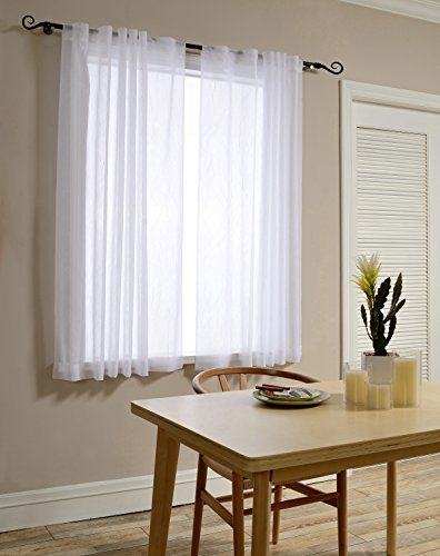 Mysky Home Back Tab and Rod Pocket Window Crushed Sheer Curtains for Bedroom, White, 51 x 63 inch, (Set of 2 Crinkle Sheer Curtain Panels) White Curtains Bedroom, White Linen Curtains, Homemade Curtains, Orange Curtains, Pocket Window, White Sheer Curtains, Bedroom White, Curtains For Bedroom, Voile Curtains