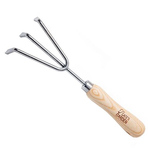 Cate's Garden Garden Hand Cultivator Premium Hand Rake for Tilling Soil - Heavy Duty Stainless Steel, Smooth Natural Ash Wood Hand Cultivator, Garden Cultivator, Agricultural Tools, Hand Trowel, Tractor Implements, Planting Tools, Garden Tool Shed, Farm Tools, Garden Tool Set