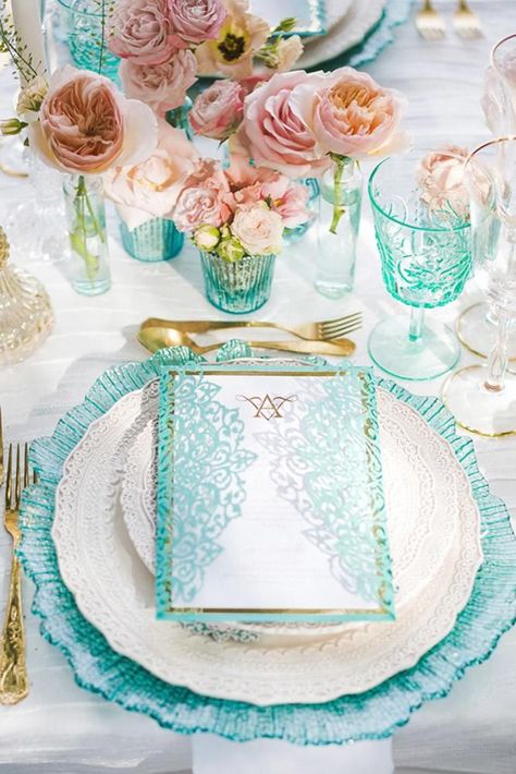 30 Awesome Tiffany Blue Wedding Decorations ❤️ tiffany blue wedding decorations place setting with glass and pink flowers photography by anna marie #weddingforward #wedding #bride #weddingdecor #tiffanyblueweddingdecorations Tiffany Blue Wedding Decorations, Tiffany Blue Wedding Theme, Orchids Wedding, Pink Flowers Photography, Tiffany Blue Weddings, Blue Decorations, Centerpieces Floral, Blue Wedding Decorations, Tiffany Blue Color