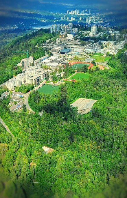 Simon Fraser University by Traffic Trish Jewison Simon Fraser University, City Ideas, City Skylines, Best University, City Skyline, Vancouver, Golf Courses, University, Water