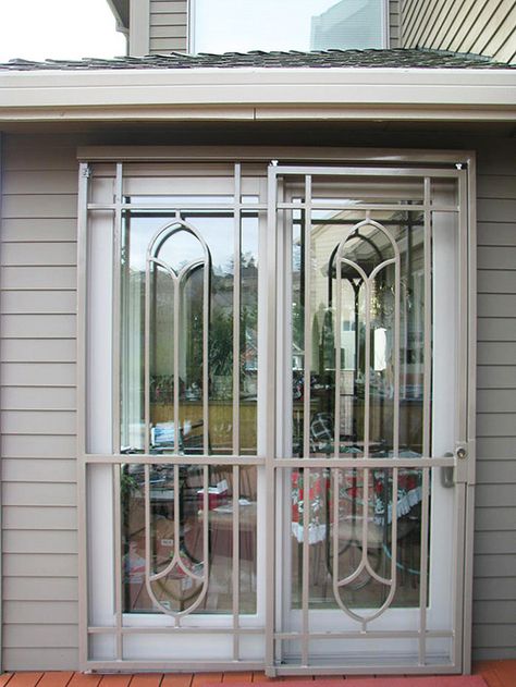 Patio Doors - Mascotte Security Sliding Glass Door Security Ideas, French Door Security Ideas, Patio Door Design, French Doors Security, Single Patio Door, Burglar Bars, Security Screen Door, Door Protection, Double Glass Doors