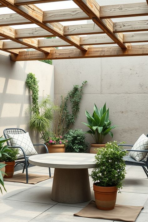 Looking to spruce up your concrete outdoor patios? Explore our list of 15 unique and creative ideas that will transform your space into a beautiful haven. From cozy seating arrangements to playful areas for kids, you won’t believe how these simple updates can enhance your outdoor living. Discover budget-friendly decor tips, color inspiration, and features that invite relaxation and fun Concrete Patios, Outdoor Patios, Small Fountains, Patio Style, Fire Pit Area, Cozy Seating, Budget Friendly Decor, Shade Structure, Concrete Patio