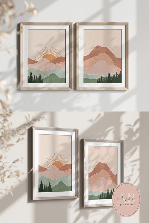 abstract, boho style mountain 2-piece printable wall art Mountain Printable, Living Room Nursery, Set Of 2 Wall Art, Mountain Decor, Wall Art Set Of 2, Art Set Of 2, Kids Playroom, Wall Art Set, Personalized Prints