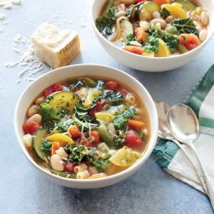 Summer Minestrone Soup | MyRecipes.com A gentle simmer keeps the vegetables in the soup slightly firm, so they maintain their texture during freezing and reheating. Summer Minestrone, Summer Soup Recipes, Minestrone Soup Recipe, Freezer Friendly Meals, Summer Soup, Minestrone Soup, Veggie Soup, Minestrone, Healthy Soup Recipes