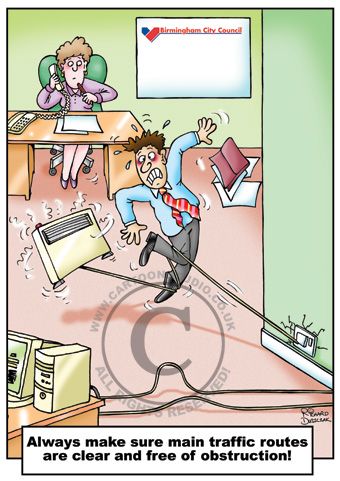 Trip Hazard Publishing Office, Safety Cartoon, Office Safety, Desktop Publishing, Cartoon Strip, Training Materials, Save Life, Safety Tips, Health And Safety