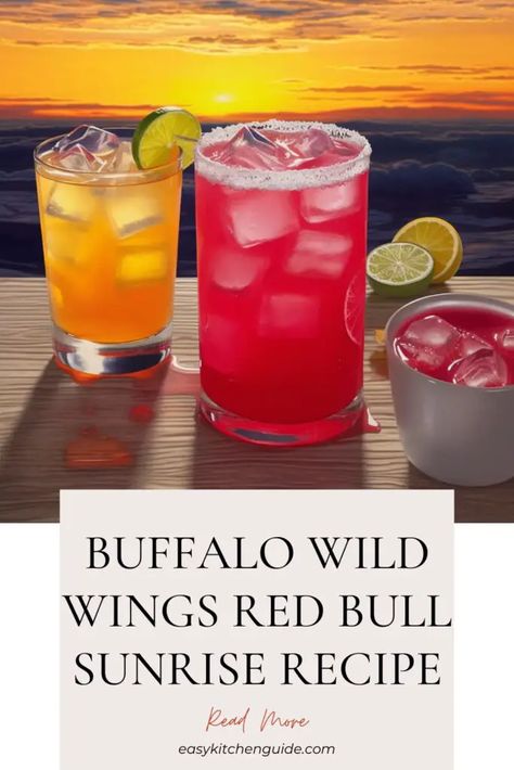 Red Bull Sunrise, Red Bull Recipes, Buffalo Wild Wings Recipe, Passion Fruit Syrup, Watermelon Drink, Buffalo Wild, Buffalo Wild Wings, Wings Recipe, Shot Recipes