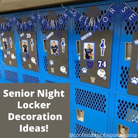 Confessions of a Sports Mama: Team Mama Idea: Decorate Your Athlete's Locker for Senior Night! Sports Locker Decorations, Volleyball Locker Decorations, Athletic Locker, Football Locker Decorations, Locker Room Decorations, Soccer Locker, Senior Night Football, Volleyball Locker, Basketball Cupcakes