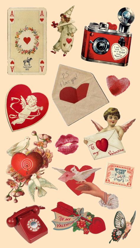 Retro Valentines Aesthetic, Valentines Aesthetic, Wallpaper Notebook, Scrapbook Digital, Retro Valentines, White Day, Valentine Cookies, Valentine Wedding, Scrapbook Embellishments