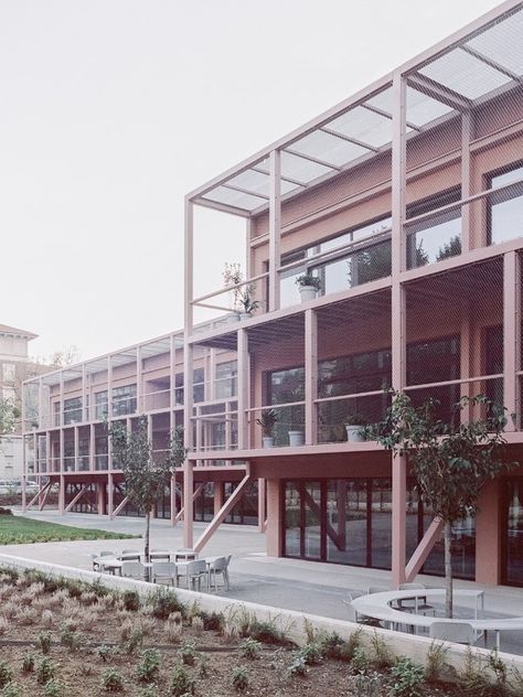 Enrico Fermi, Italy Architecture, Timber Deck, Mini Clubman, Urban Fabric, Learning Spaces, Main Entrance, Steel Structure, Secondary School