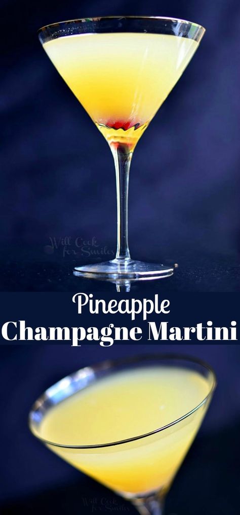 Fancy Martini Recipes, Vanilla Vodka Drinks, Acholic Drinks, Flirtini, Champagne Martini, Frozen Cocktail, Martinis Drinks, Champagne Drinks, Maraschino Cherries