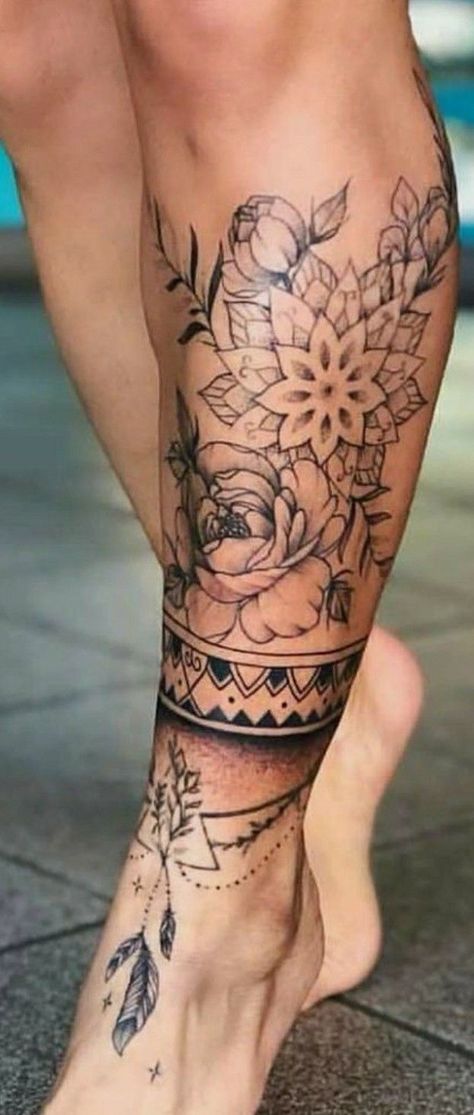 Unique Tattoo Ideas For Women, Calf Tattoos For Women, Lower Leg Tattoos, Shin Tattoo, Unique Tattoo Ideas, Mystical Tattoos, Wrap Tattoo, Elements Tattoo, Skeleton Hand Tattoo