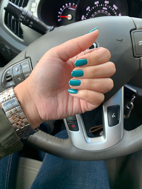 Painted Natural Nails, Natural Gel Manicure, Nails Teal, Dip Nail Colors, Teal Nails, Dip Nail, Dipped Nails, Gel Manicure, Natural Nails