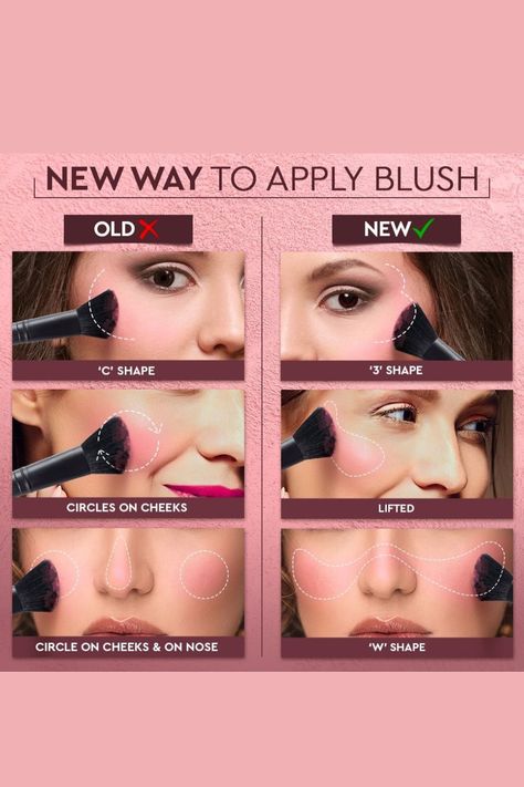 Where To Put Blush On Face, How To Apply Blush For Beginners, How To Blend Blush, Where To Place Blush, How To Blush Cheeks, Ways To Apply Blush, Fall Blush Makeup, Blush Techniques, How To Put Blush On