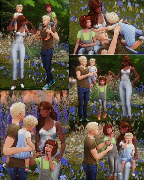 Heya everyone! Today I'm sharing a collab with the amazing SimSulani! We created this Family Time pose pack which includes 10 poses for a family of 4! I'm so grateful to have gotten the opportunity to work with SimSulani, so please show her lots of love <3 Sims 4 Family Of 4 Poses, Sims 4 Cc Family, Sims Family, Sims 4 Poses, Sims 4 Couple Poses, Sims Poses, Sims 4 Stories, Toddler Poses, Ts4 Poses