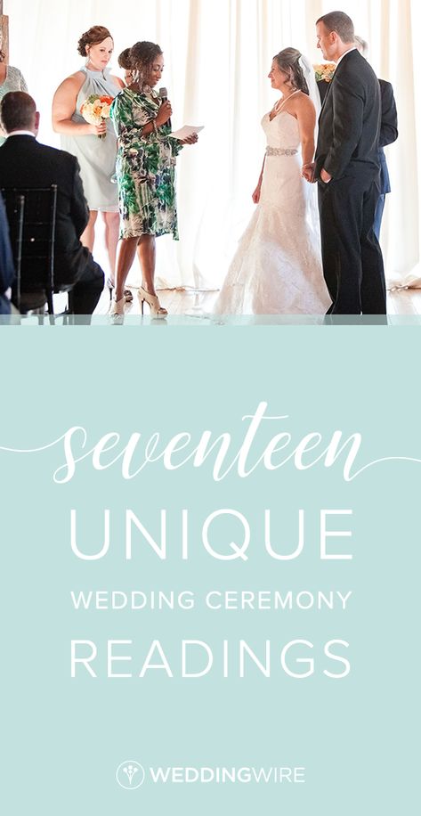 17 Unique Wedding Ceremony Readings - From the classics to song lyrics to love quotes from movies, check out 17 of our favorite wedding ceremony readings on WeddingWire!  The Collection Unique Wedding Readings, Love Quotes From Movies, Furniture Black Friday, Ceremony Readings, Quotes From Movies, Unique Wedding Ceremony, Wedding Ceremony Songs, Wedding Ceremony Readings, Ceremony Songs