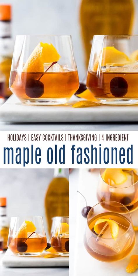 Maple Bourbon Old Fashion - this simple recipe adds a sweet maple twist to a classic bourbon mixed drink with notes of vanilla, orange and maple in each sip! #oldfashioned #oldfashionedcocktail #holidaycocktails #cocktailrecipe #mixology #bourbondrinks Maple Old Fashioned Cocktail, Old Fashioned Mix Recipe, Bourbon Mixed Drinks, Old Fashion Drink Recipe, Maple Old Fashioned, Maple Cocktail, Brandy Old Fashioned, Bourbon Old Fashioned, Maple Whiskey