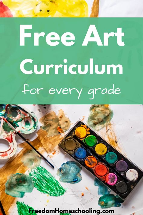 Free homeschool art curriculum for every grade. Includes tutorials for painting, drawing, crafts, and more. Also includes art appreciation and art history. Homeschool Art Lessons Elementary, 2nd Grade Art Curriculum, Art Lessons For Homeschoolers, Art Lessons For Beginners, Homeschool Co Op Art Ideas, Art Ideas For Homeschooling, First Grade Homeschool Art Projects, Art Class Curriculum, Art Homeschool Ideas