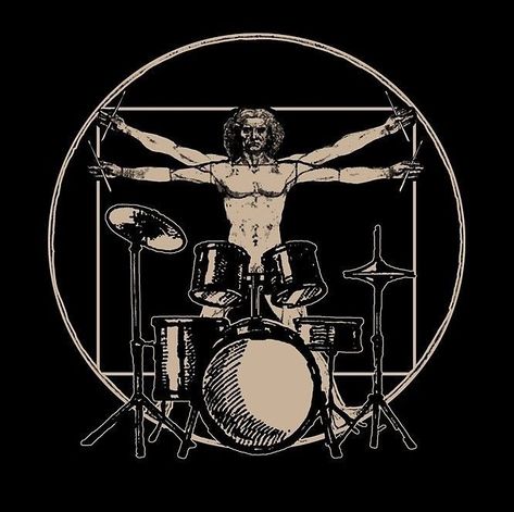 Metal Music Art, Drummer Art, Music T Shirts, Drum Tattoo, Tattoo For Boyfriend, Drummer T Shirts, Drums Art, Vitruvian Man, Music Tattoo