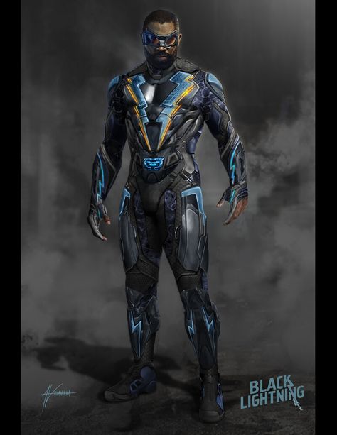 Black Lightning Static Shock, Lightning Art, Captain America Movie, Univers Dc, Black Comics, Marvel Cosplay, Dc Comics Artwork, Superhero Characters, Black Lightning