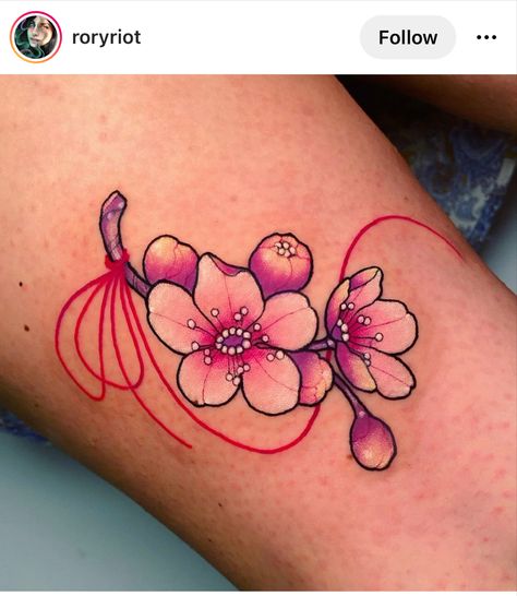 Neo Traditional Cherry Blossom, Simple Cherry Blossom Tattoo, Cherry Flower Tattoo, Sakura Tattoo Design, Sakura Flower Tattoo, Orchid Flower Tattoos, Charm Tattoo, Koi Tattoo Design, Sakura Tattoo