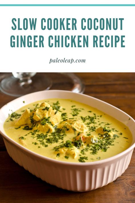 Crockpot Ginger Chicken, Coconut Ginger Rice And Chicken, Coconut Ginger Chicken, Slow Cooker Paleo Recipes, Mushroom Chicken Crockpot, Slow Cooker Coconut Curry Chicken, Ginger Chicken Recipes, Coconut Milk Chicken, Slow Cooker Chicken Thighs