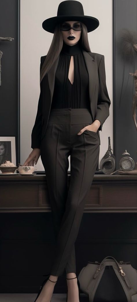 Morticia Addams Outfit Inspiration, Edgy Elegant Outfits, Goth Office Fashion, Look Grunge, Woman Suit Fashion, Elegante Casual, Looks Black, Elegantes Outfit, Goth Outfits