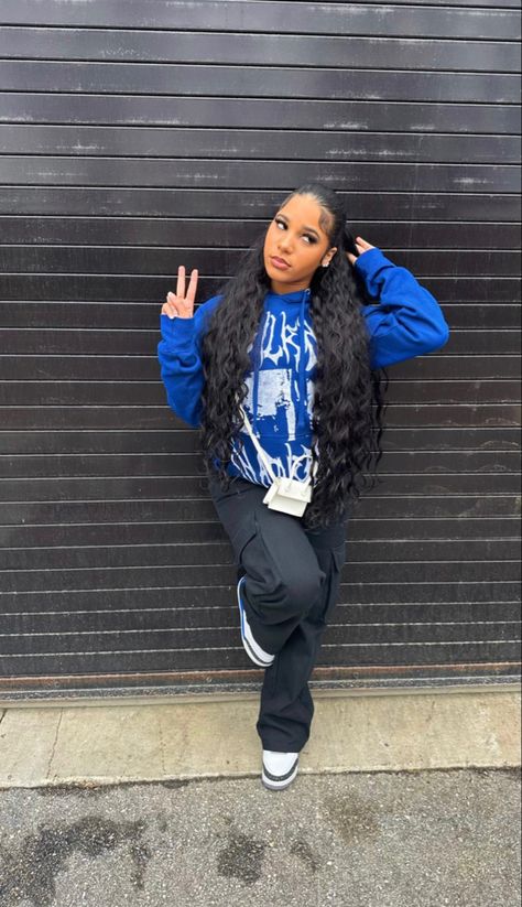 Blue Hoodie Outfit Black Women, Blue Hoodie Outfit, Teen Swag Outfits, Fly Outfit, Sister Outfits, Effortlessly Chic Outfits, Blue Fits, Cute Swag Outfits