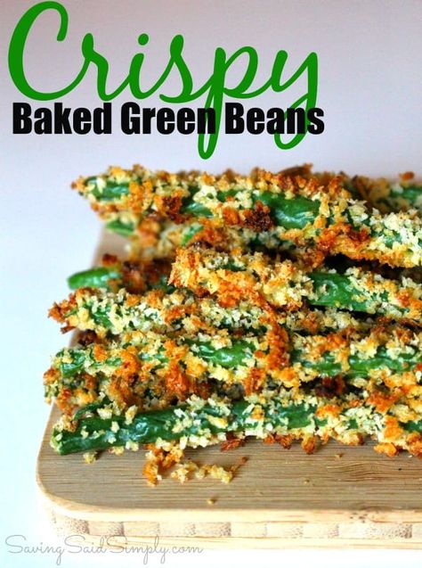 Crispy Baked Green Beans Recipe Baked Green Beans, Green Beans Recipe, Beans Recipe, Green Bean Recipes, Dinner Dishes, Bean Recipes, Vegetable Side Dishes, Side Dishes Easy, Vegetable Dishes