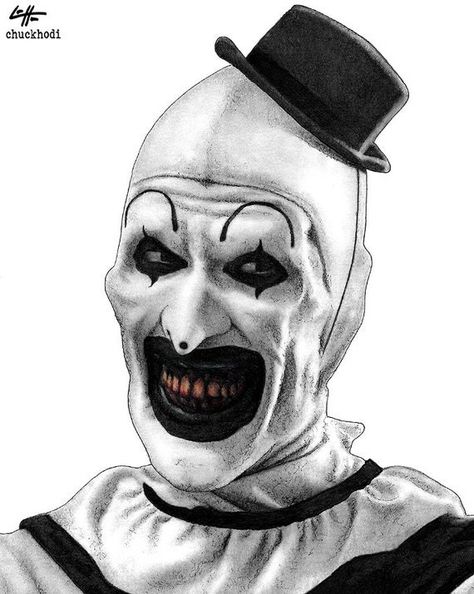 Scary Halloween Drawings, Scary Clown Drawing, Terrifier Clown, Art The Clown Terrifier, Clown Face Paint, Horror Movie Tattoos, Clown Paintings, Scary Characters, Art The Clown