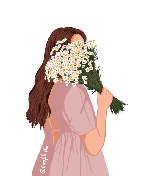 Women holding flowers in her hand ✋ Bunch Of Flowers Drawing, Best Haircuts For Women, Pink Flower Bouquet, Trendy Haircuts For Women, Best Haircuts, Flower Silhouette, Hand Flowers, Leaf Drawing, Illustration Art Drawing