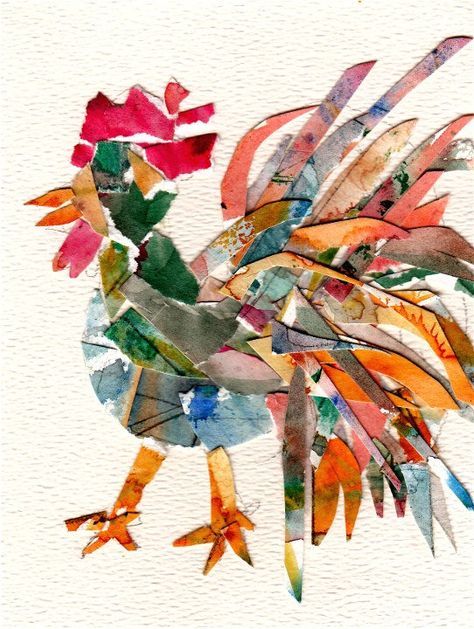 Folk Rooster Collage Collage Chicken, Rooster Collage, Art Ks2, Rooster Craft, Way Of The Cross, Collage Work, Rooster Art, Rooster Decor, Link Art