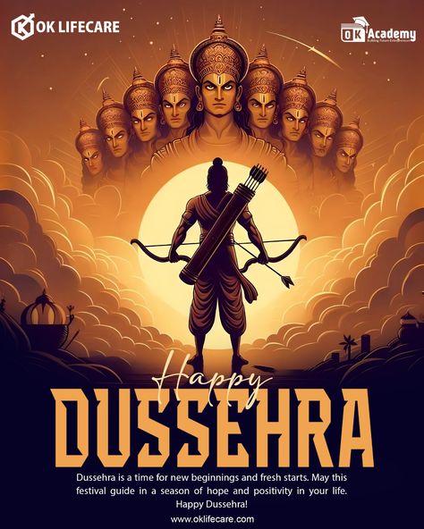 𝐇𝐀𝐏𝐏𝐘 𝐃𝐔𝐒𝐒𝐄𝐇𝐑𝐀 Dussehra is a time for new beginnings and fresh starts. May this festival guide in a season of hope and positivity in your life. #HappyDussehra #happydussehra🔥🏹 #lordrama #ram #oklifecare #oklifecareproduct #oklifecare_business #oklifecare_products Dusshera Posters, Dussara Posters, Happy Dashera Poster, Happy Dusshera Poster In Hindi, Poster On Dussehra, Time For New Beginnings, Happy Dussehra, Festival Guide, Fresh Starts