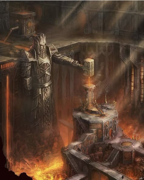 D&d City Art, Erebor Concept Art, Abandoned Underground City Fantasy Art, Dwarven Forge Concept Art, Fantasy Forge Art, Dwarven City Concept Art, Fantasy Cities Art, Dungeon Fantasy Art, Underground Dwarven City