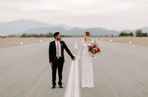 Benton Airpark in Redding, California Airport Tarmac Wedding California Airport, Airport Wedding, Malibu Beach Wedding, Hangar Wedding, Airplane Wedding, Aviation Wedding, Ocean View Hotel, Wedding Locations California, Wedding Hangers