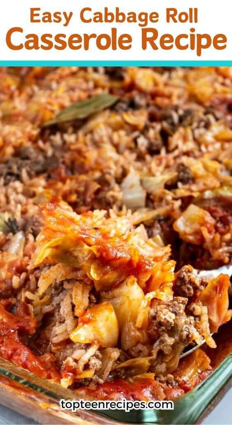 Easy Cabbage Roll Casserole Recipe - Top Recipes Easy Cabbage Roll Casserole, Lazy Cabbage Roll Casserole, Casserole With Rice, Rice For Dinner, Lazy Cabbage Rolls, Easy Cabbage Rolls, Cabbage Roll Casserole, Cabbage Roll, Cabbage Casserole