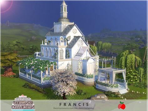 The Sims Resource - Francis wedding venue Future Library, Sims 4 Bedroom, Sims House Plans, Wedding Chapel, Sims 4 Collections, Sims Hair, Sims 4 Build, Sims House, Chapel Wedding