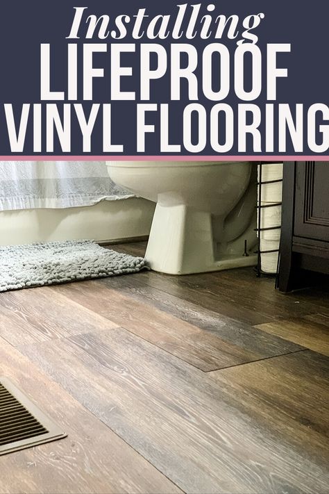 Lifeproof Vinyl Floor Installation In Our Bathrooms You've been thinking about updating your floors, but don't know where to start.  With so many wood floor options, you don't know which one to choose.  I went with LifeProof floor in our bathrooms for so many reasons.  It is perfect for kitchens and bathrooms and comes with a great warranty with a nice variety of color options.  This how we installed our LifeProof vinyl flooring over a weekend and how much we love our new bathroom floors. Life Proof Flooring, Life Proof Vinyl Flooring, Vinyl Plank Flooring Bathroom, Vinyl Bathroom Flooring, Lifeproof Vinyl Flooring, Bathroom Vinyl, Rustic Bathroom Designs, Durable Flooring, Best Flooring